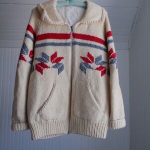 Vintage hand knit cowichan cardigan‎ sweater